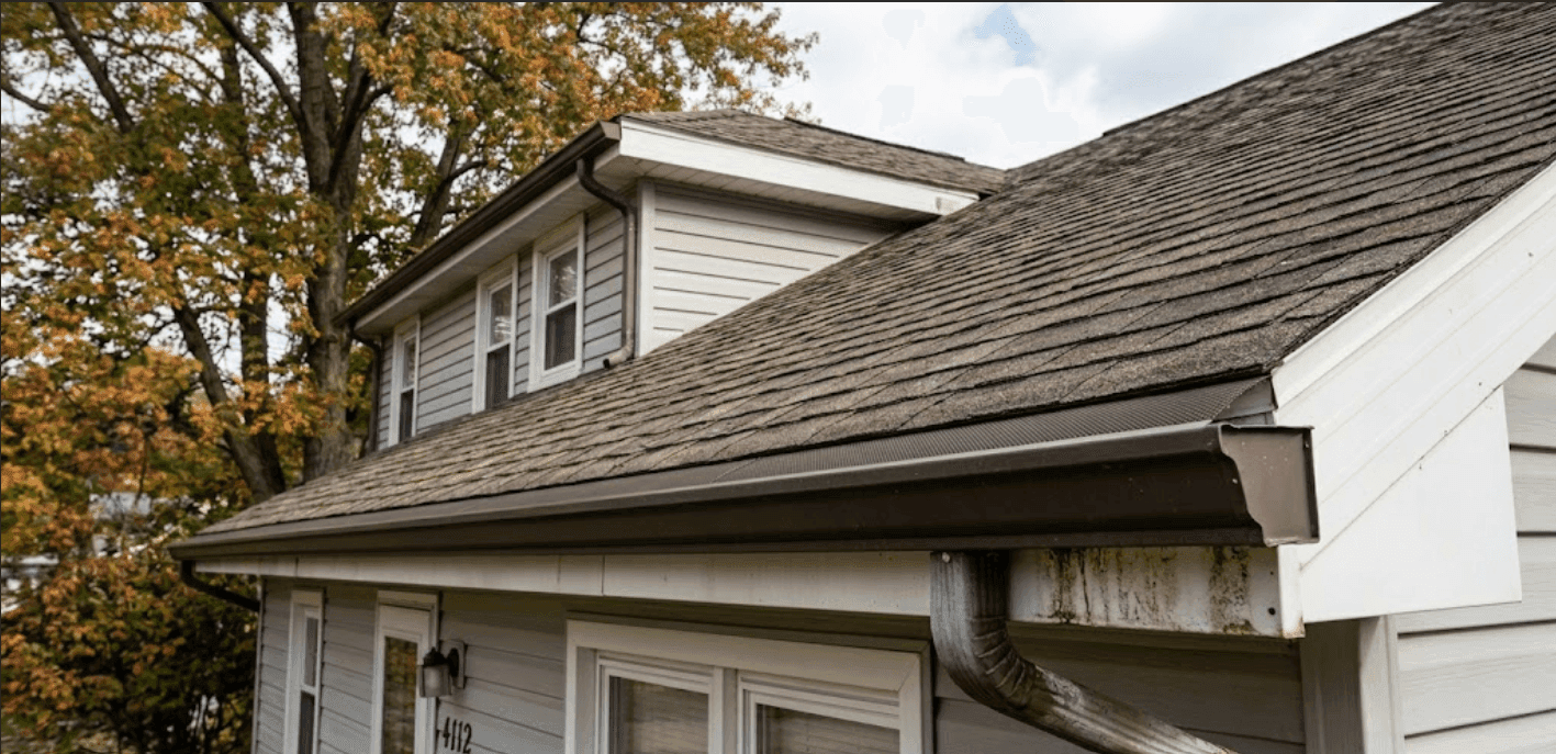 Gutter guards installed along the roofline