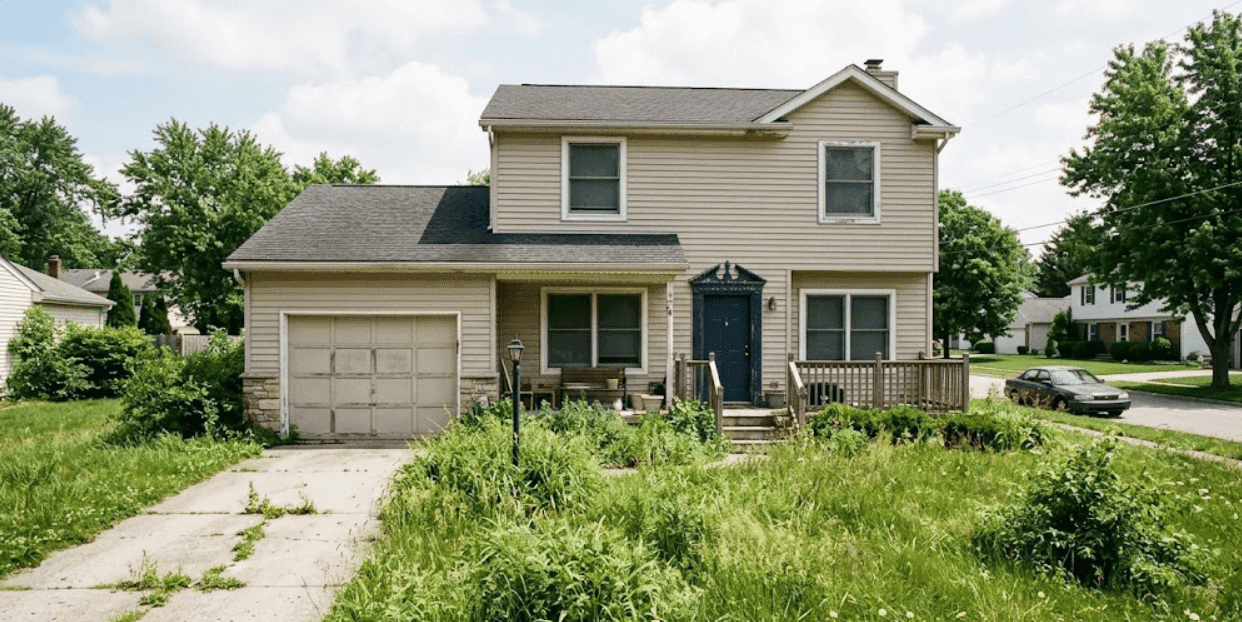 Overgrown lawn before weekly maintenance service