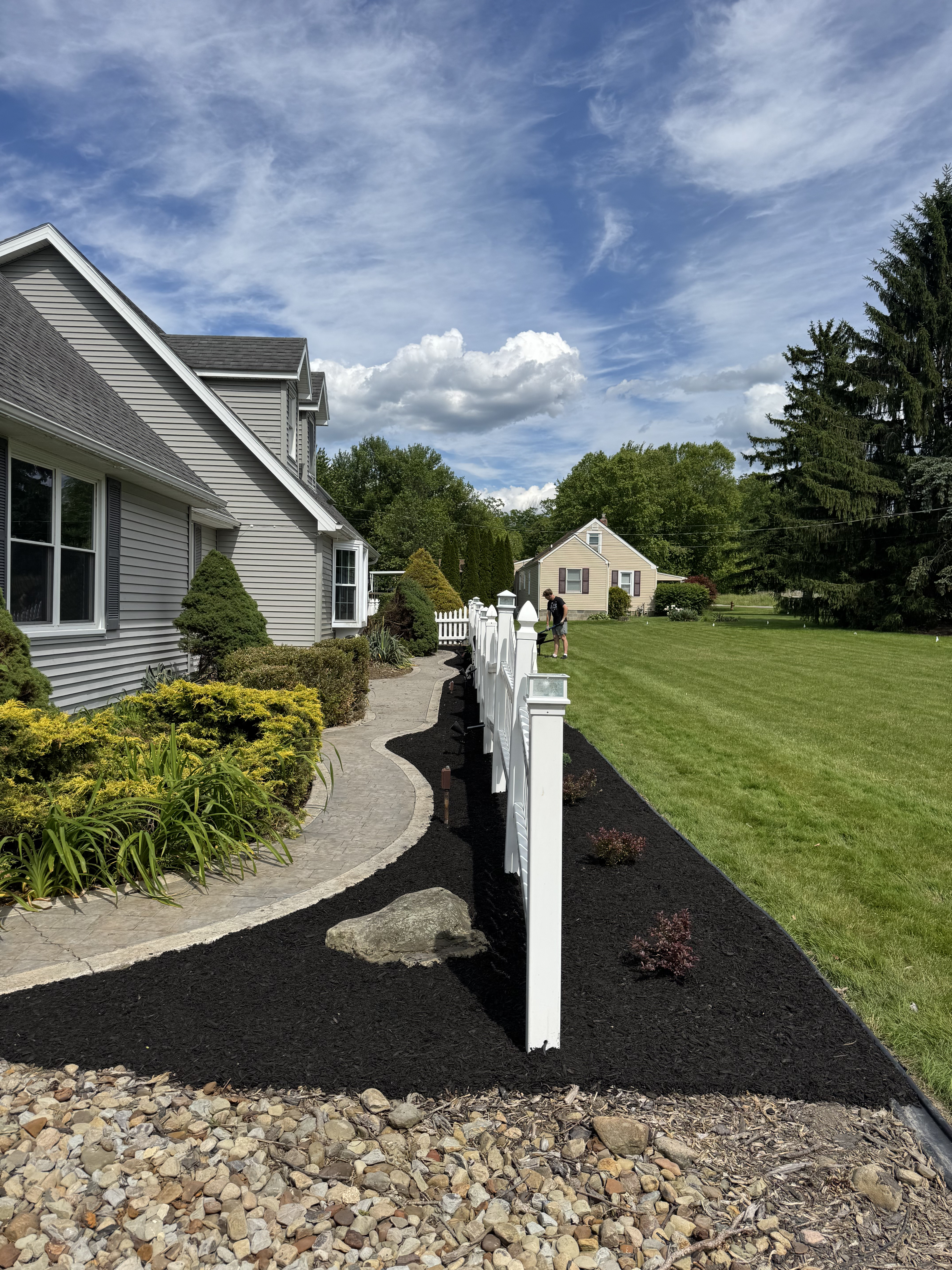 Foundation planting beds after mulch work